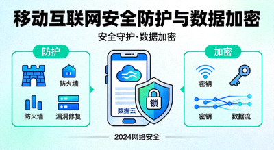 移动互联网安全防护与数据加密图标示意